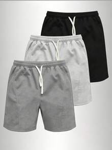Men's Summer Drawstring Sports Shorts, Loose Straight Leg Bermuda Pants, Breathable Casual Sweatpants, Versatile All-Match Outdoor Running & Home Wear - Dark Grey - View 1