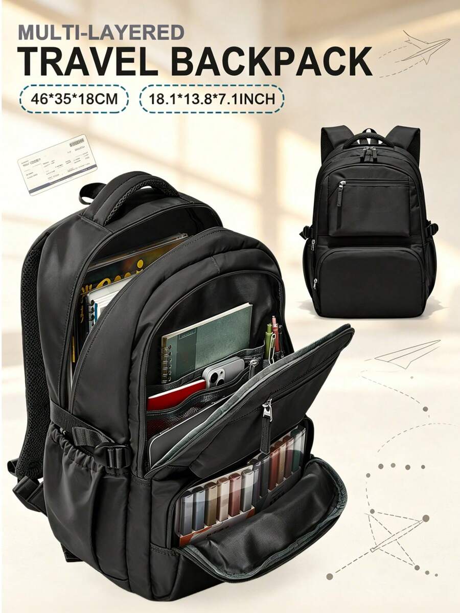 Fashionable Student Backpack, Travel Backpack, Large Capacity Laptop Compartment, Star Patches Extra Large Women's Pack, Spine Protection,