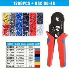 HSC8 6-4 0.25-10mm² 23-7AWG 壓接鉗 適用於管狀端子壓接夾套套組 電線端頭電工工具 - A - 查看 2