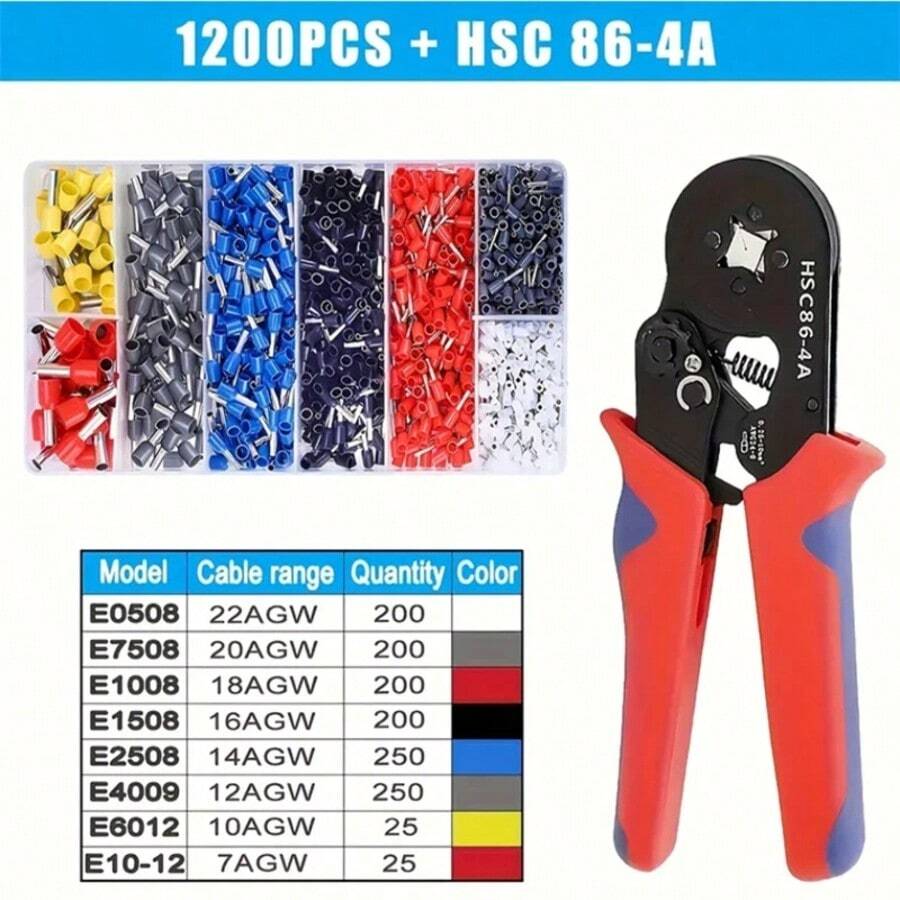 HSC8 6-4 0.25-10mm² 23-7AWG 壓接鉗 適用於管狀端子壓接夾套套組 電線端頭電工工具