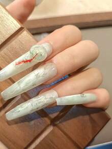 1件裝中式玉扣花瓶精緻造型國風3D雕花美甲矽膠模具 - 彩色 - 查看 7
