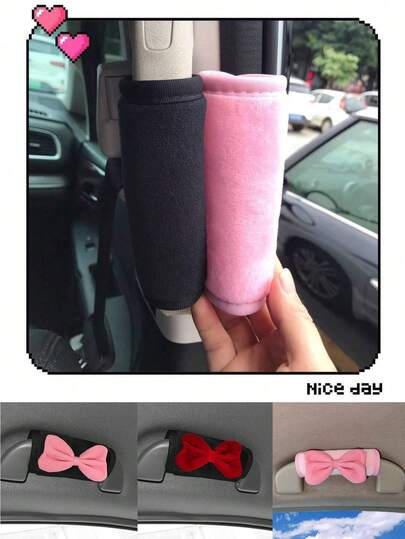 1pc/2pcs Car Door Handle Cover, Creative Cute Car Door Handle Cover, Universal Car Interior Decoration Bow Car Door Handle Cover, Universal Car Handle Cover, Universal Car Interior Decoration, Car Door Handle Cover, Car Decoration, Car Roof Door Handle Protector, Suitable For All Car Models