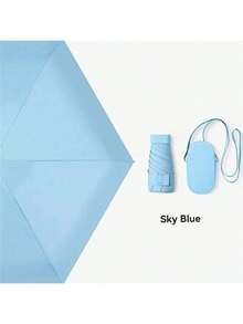 Ultra-Lightweight Portable Capsule Mini 5-Fold Sun Umbrella, UV Protection - Baby Blue - View 21