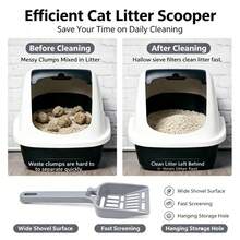 Lightweight Cat Litter Scoop With Fine Sift Holes - Durable, Easy-Clean Litter Sifter For Cats, Multiple Colors - Light Grey - View 8