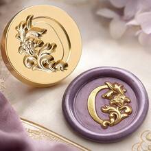 Letter A~Z 3D Embossed Iris Flower Wreath Wax Seal Stamp Head (Handle Not Included, Handle Sold Separately), Initial Wax Seal Stamp Head, Thickened Brass Stamp Head - Single Piece - View 24