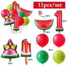 11pcs/Set Watermelon Number Balloons, Glasses, Sliced Watermelon, Popsicle, Realistic Latex Watermelon Balloons, 1st Birthday Party Decoration Balloons - Balloon - View 3