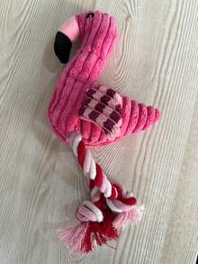 Plush Flamingo Pet Toy With Sound, Helps Teeth Grinding And Puzzle Solving, Corduroy Fabric - Red - View 6