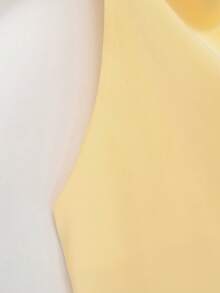 Spring/Summer Solid Color Satin Halter Backless Top Yellow - Yellow - View 6