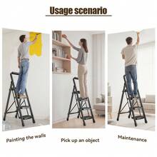 NOREMOCO Heavy-Duty 3-Step Portable Folding Ladder, 330 Lb. Capacity. Durable Folding Ladder With Non-Slip Steps, Lightweight And Easy To Carry, Suitable For Home And Industrial Use. - 3-step - View 10