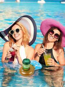 Diamond Ring Shaped Inflatable Drink Cup Holder, Inflatable Ring Float, Diamond Ring Pool Drink Cup Mat, Single Person Pool Party Supplies, Pool Party Accessories, Suitable For Pool Party, Bachelorette Party And Beach Pool Decoration - Multicolor - View 6