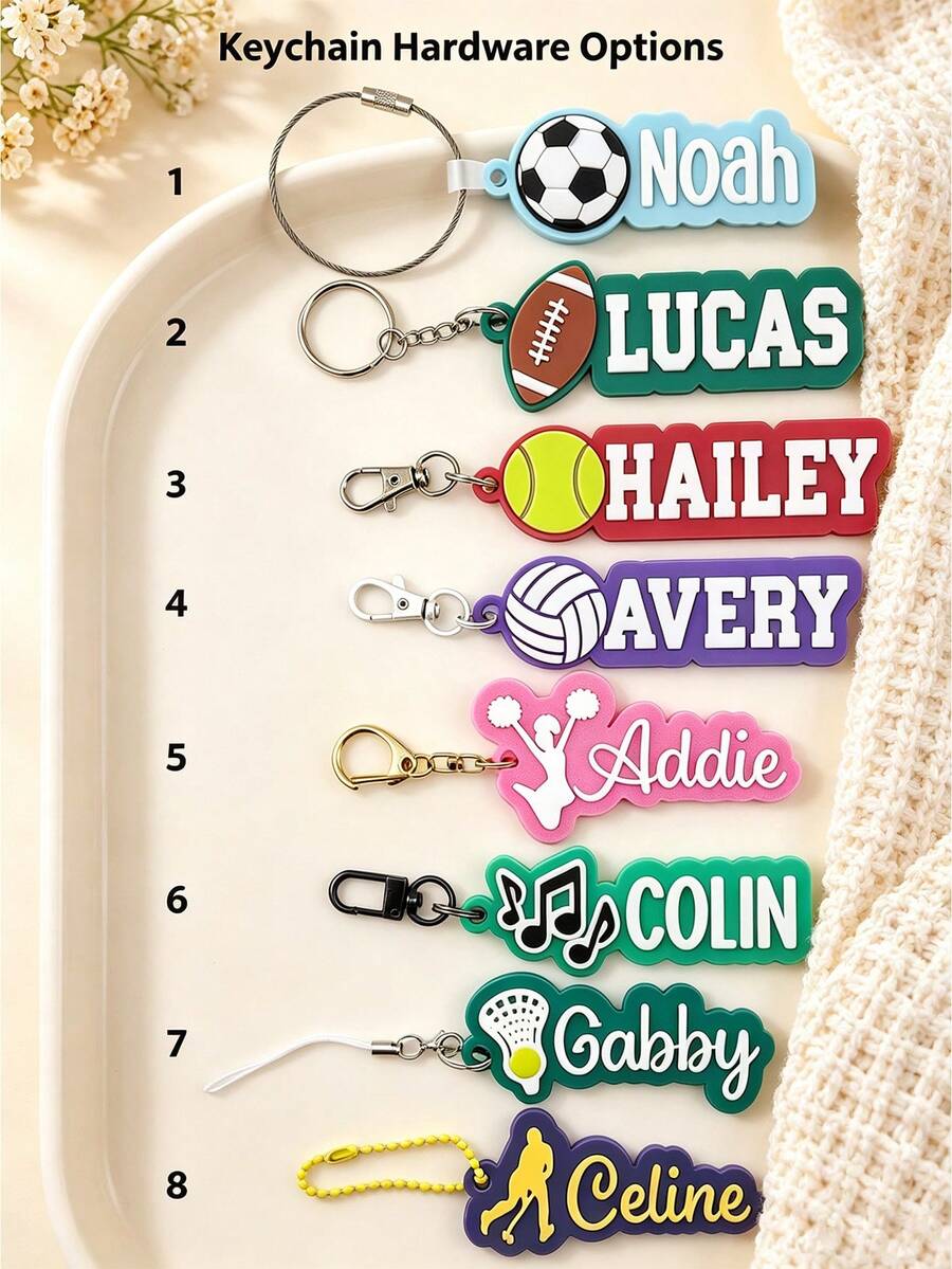 Personalized Cheerleading Name Tag Keychain | Youth Sports Team Gear Bag Cheerleading Name Tag, Customized School Backpack Identification - Multicolor - View 1