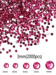 2000/800/400顆/包 樹脂水鑽 玫瑰紅平底美甲水鑽，適用於DIY手工藝、美甲作品、DIY美甲裝飾、美甲配件、衣飾、手工裝飾、美甲鑽飾、美甲用品、美甲珠寶 - 玫紅色 - 查看 11