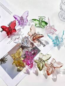 12/6/2 pièces Pinces à cheveux papillon en gelée 3D, cristal clair et transparent, durable et respectueux des cheveux, accessoires capillaires doux et mignons - convient aux filles et aux adolescentes, pour le quotidien, les vacances, l'école, les rendez-vous - Multicolore - Voir 4
