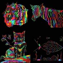 10/20/40pcs 32K Magic Scratch Paper With Bamboo Pen, Rainbow Art Craft Paper Set, Perfect Gift For Birthday, Holiday, Halloween And Christmas - Rainbow - View 5