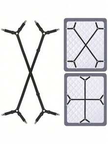 2 piezas de correas ajustables para fijar la sábana de la cama, clips elásticos para sábana, diseño triangular, adecuados para todos los colchones, clips de fijación segura, tela tejida, lavable a máquina, múltiples métodos de instalación - Multicolor 3 - Ver 7