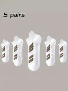 5 Pairs/1 Pair/3 Pairs Unisex Outdoor Sports Socks, Spring/Summer Thin Breathable Boat Socks, Toe-Split Design, Running Socks, Daily Fitness Socks - Multicolor - View 8