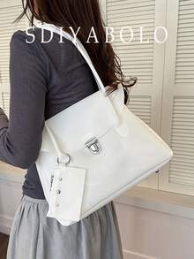 Fresh Underarm Large Bag Women's New Fashion PVC Jelly Bag Minimalist Commuter Shoulder Tote Bag - Beige - View 3