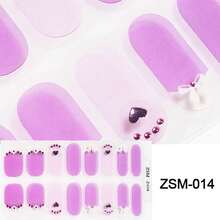 Pegatina de uñas de gel sin hornear color rosa coral, película de aceite para uñas, pegatina de uñas impermeable, pegatina de unicolor, pegatina de polvo de cebolla verde, pegatina de color saltarín, pegatina de degradado completo - Púrpura malva - Ver 7