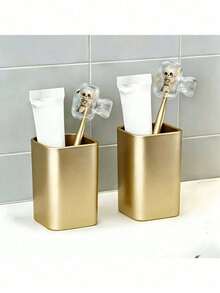 2pcs Portable Toothbrush Holders, Featuring "Hand-Holding Toothbrush Skeleton Hand" Design, Suitable For Home And Travel Use. Comes With Protective Covers For Easy Storage And Organization. An Ideal Choice For Home And Travel, A Stylish And Durable Oral Care Accessory. - A - View 3