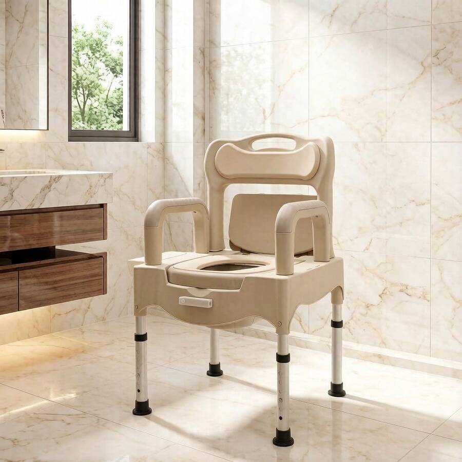 kangten Bedside Commode Toilet, Portable Toilet Chair, Adult Potty Chair For Bathroom - Grey + White - View 1