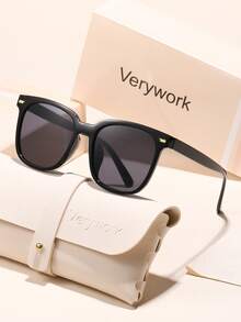 Verywork1pc Fashion Geometric Brand Design Women's Sunglasses, Comes With Storage Case And Cleaning Cloth, Suitable For Daily Commute, Vacation Travel, Shopping, Photo Taking And Other Occasions. - Multicolor - View 1