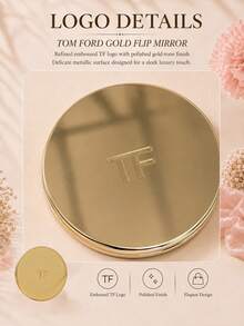 Tom Ford مرآة TF ذهبية بغطاء، قطر 7 سم، مرآة مزدة الوجه، صغيرة ومستديرة، سهلة الحمل والتخزين، مثالية للمكياج اليومي، السفر، والهدايا - الذهبي - مشاهدة 7