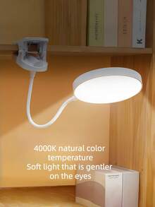 1 pieza Lámpara de escritorio LED, luz de lectura con clip de control táctil, 3 temperaturas de color, recargable por USB, luz suave de protección ocular, lámpara de escritorio, iluminación de mesita de noche, lámpara táctil, iluminación, brillo ajustable - Multicolor - Ver 5
