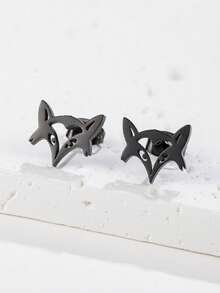 1 Pair Of Stainless Steel Fox Stud Animal Jewelry Party Gifts - GED472 - View 7