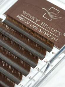 Winky Beauty Oval Flat False Eyelashes Brown, Mixed Length 8-15mm, Natural Soft Silk, Classic Single Dense Type, 12 Rows, 0.15mm/0.20mm, Single Lash Extension, Premium, Matte, Suitable For Professional Lash Artists, Lash Clusters, Lash Strips, Single False Eyelashes, False Eyelashes - View 7