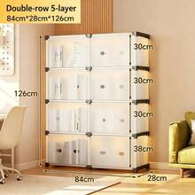 New Minimalist European Double-Row Floor Storage Cabinet, Thickened Sturdy Dustproof All-In-One Bookcase Wardrobe, Multi-Functional Decor Display Shelf For Bedroom & Study Room - View 1