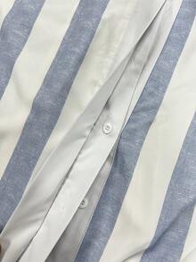 Women's Colorblock Wide Striped Dress, Spring/Summer Elegant - Baby Blue - View 8