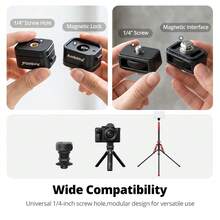 Ambitful MC1 Universal Quick Release Plate Adapter, 1/4" gängad snabbväxlande monteringsbas för kamera, videolampa, selfiepinne och innehållsskapande - Visa 6