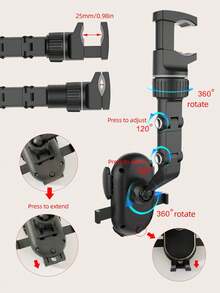 1pc Car Phone Holder, Multi-Function Rotatable New Design Support Bracket, Car Rearview Mirror Phone Mount - Random Styles - View 3