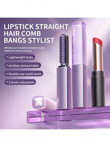 Mini Hair Straightener For Bangs, Mini Cordless Straightener USB Type-C Rechargeable, Portable Pocket Hair For Travel, Compact Heat Comb For On The Go Touch Ups Battery Capacity 800mAh - Multicolor - View 3