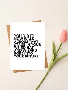 1pc Humorous Graduation Card With Envelope - "You Did It! Funny Hat And Gown" Perfect Graduation Gift For Male And Female Graduates, Suitable For High School And College Graduates, Blank Inside - Multicolor - View 7