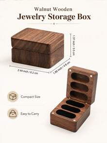 Engraved 3-Slot Wooden Ring Box, Wedding Ceremony Ring Holder, Anniversary Birthday Gift Creative Summer Storage Organizer Gift Box, Ring Bearer Box - Multicolor - View 6