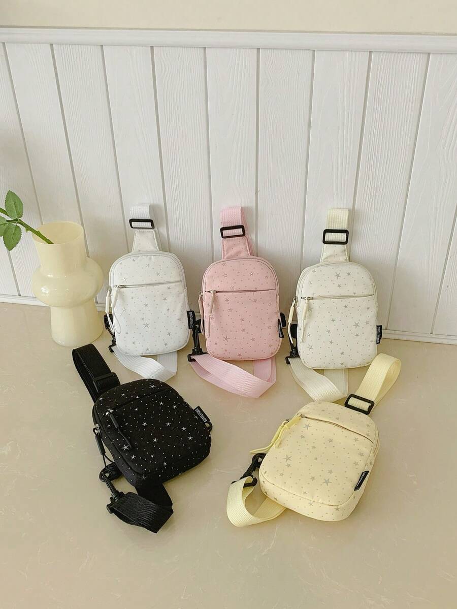 1 buah Tas Dada Motif Bintang, Tas Selempang Ponsel, Ringan, Portabel, Penutup Resleting, Cocok Untuk Anak Perempuan, Remaja, Putri, Perlengkapan Penting untuk Kembali ke Sekolah, Aksesori Ideal - 1114# - View 1