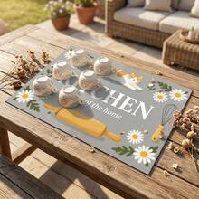 1 pieza Tapete de secado de platos, Tapete para cafetera, Tapete de secado de platos de cocina con patrón lindo de gato naranja & margarita, Protector de mesa de habitación, Regalo festivo, Decoración de cocina - XYLSD702 - Ver 4