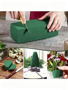 Absorbent Green Wet & Dry Floral Foam Brick, Suitable For Floral Arrangements, Spring Crafts, Home Bedroom Kitchen Bathroom Decor, Ideal Wedding & Birthday Party Accessory, 5.51"*3.14"*1.77" - Regular Model - View 3