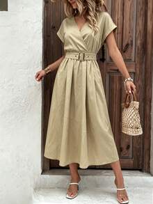 Women Long Dresses - Apricot - View 1