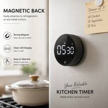 1pc Kitchen Timer, Suitable For Cooking And Baking, Home Countdown Reminder Alarm, With Magnetic Back, Rotary Timer, 3 Volume Levels, Time Management Reminder Timer, 3*AAA Battery Powered (Battery Not Included) - Multicolor - View 4