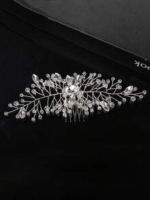 1pc Women's Fashion High-End Heavy Rhinestone Flower Hair Accessory Hair Comb - Silver - View 7