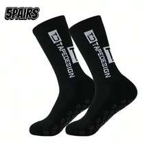 Plus Size Men's Contrast Color Letter Anti-Slip Silicone Breathable Football Socks Professional Training Match Sports Mid-Calf Socks - Multicolor - View 8