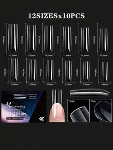 Fake Nail Tips, Used For Nail Extension, Full Cover Artificial Nails, Acrylic Material, Short Artificial Nails, American Capsule Long Soft Gel Almond Shape Nails, DIY - Clear - View 20