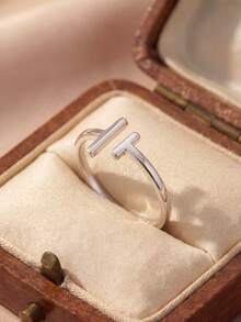 1pc Sterling Simple S925 Silver Vintage Fashion Luxury Three Layer 5A Zirconia Plated With 14k Gold Claw Finger Ring For Women Girl - Silver - View 5