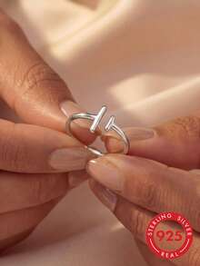 1pc Sterling Simple S925 Silver Vintage Fashion Luxury Three Layer 5A Zirconia Plated With 14k Gold Claw Finger Ring For Women Girl - Silver - View 1