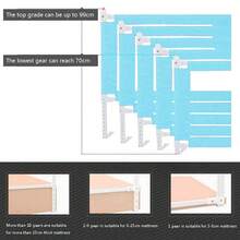 Toddler Bed Rail, Portable, 150/180/200 Cm, Height-Adjustable, Vertically Liftable, Gray, Pink, Blue - Baby Blue - View 3