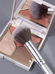 1pc Colorful Soft Blush Brush, Loose Powder Setting Brush With Pearlescent Handle, Multi-Functional Professional Makeup Tool - Silver - View 7