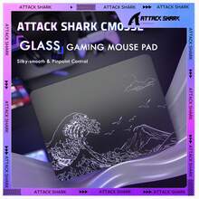 ATTACK SHARK CM05SE Tempered Glass Mouse Pad, 9H Hardness Anti-Scratch, Nano Etched Ultra-Smooth Surface, Non-Slip PU Base, High Accuracy, Fast-Moving, 410*310*5mm For FPS Esports/Office - Black/ White - View 2