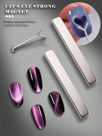 Neodymium Iron Boron Bar Magnet, Magnetic Pen 3D Cat Eye Nail Art Design Dual-Head Magnet Rod Gel Polish Magic Christmas DIY And Salon Tools, Back To School, Nails, 35 Rare Earth Neodymium Magnet, Double-Sided Adhesive, Strong Magnetic Stone, French Line, Wide-Angle Light, Side Light Can Create Multiple Cat Eye Effects, Suitable For Christmas, Salon Use, Applicable To Office, Refrigerator, Kitchen, Etc.
